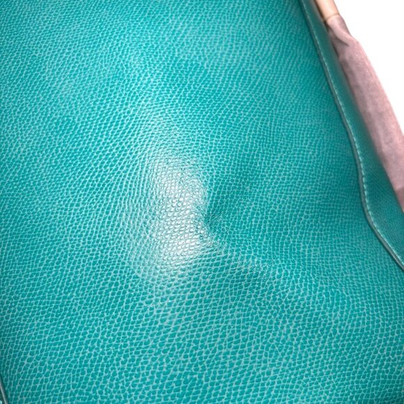 NEW Rare Vera Bradley Genuine Pebble Leather Ella Tote Purse Teal Blue Gold Gift - Picture 15 of 16